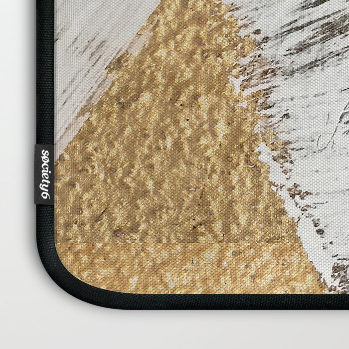 Armor [9]: a minimal abstract piece in black white and gold by Alyssa Hamilton Art Laptop Sleeve Gallery Image 3