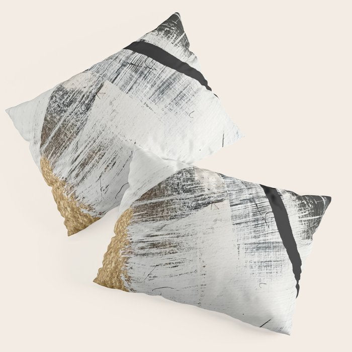 Armor [9]: a minimal abstract piece in black white and gold by Alyssa Hamilton Art Pillow Sham Gallery Image 3