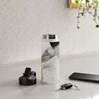 Armor [9]: a minimal abstract piece in black white and gold by Alyssa Hamilton Art Water Bottle Gallery Image 4