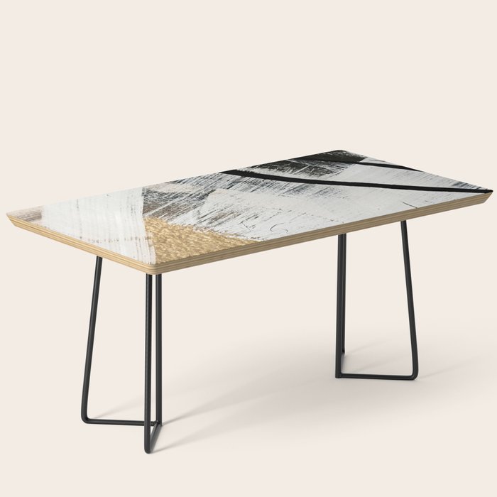 Armor [9]: a minimal abstract piece in black white and gold by Alyssa Hamilton Art Coffee Table Gallery Image 1