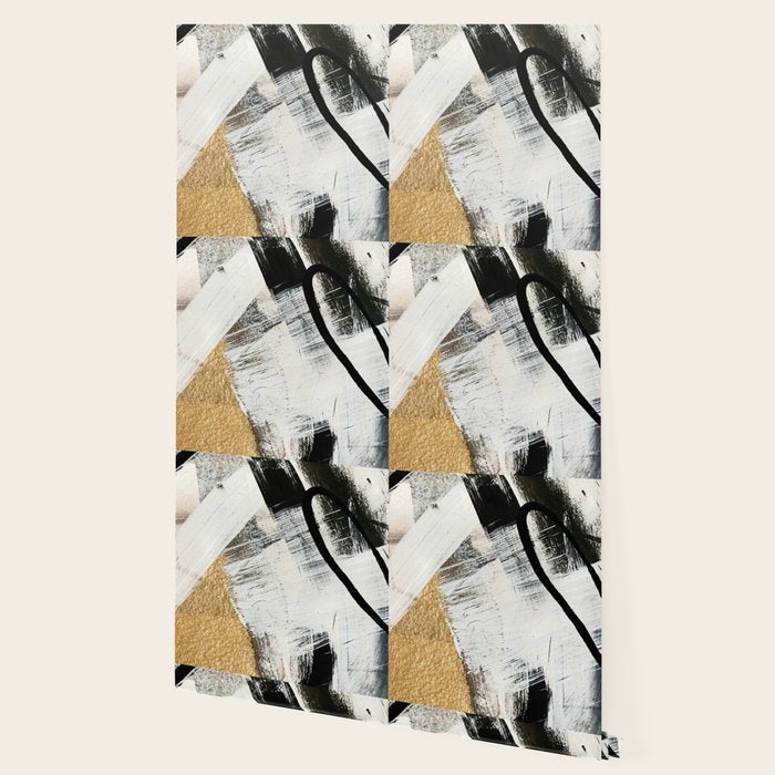 Armor [9]: a minimal abstract piece in black white and gold by Alyssa Hamilton Art Wallpaper Gallery Image 2