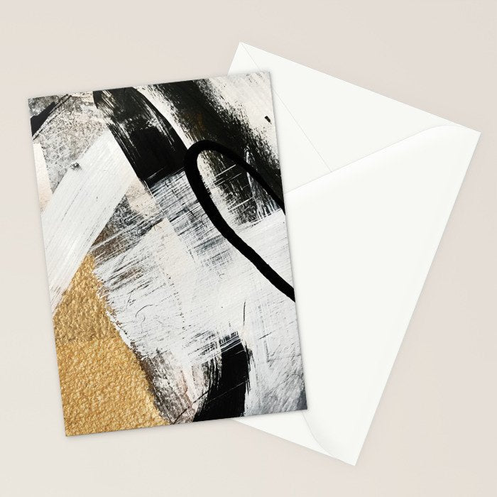 Armor [9]: a minimal abstract piece in black white and gold by Alyssa Hamilton Art Stationery Card Gallery Image 2