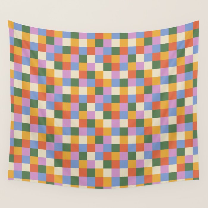 Bold Colorful Checks Pattern - Small XXXVII Wall Tapestry Gallery Image 1