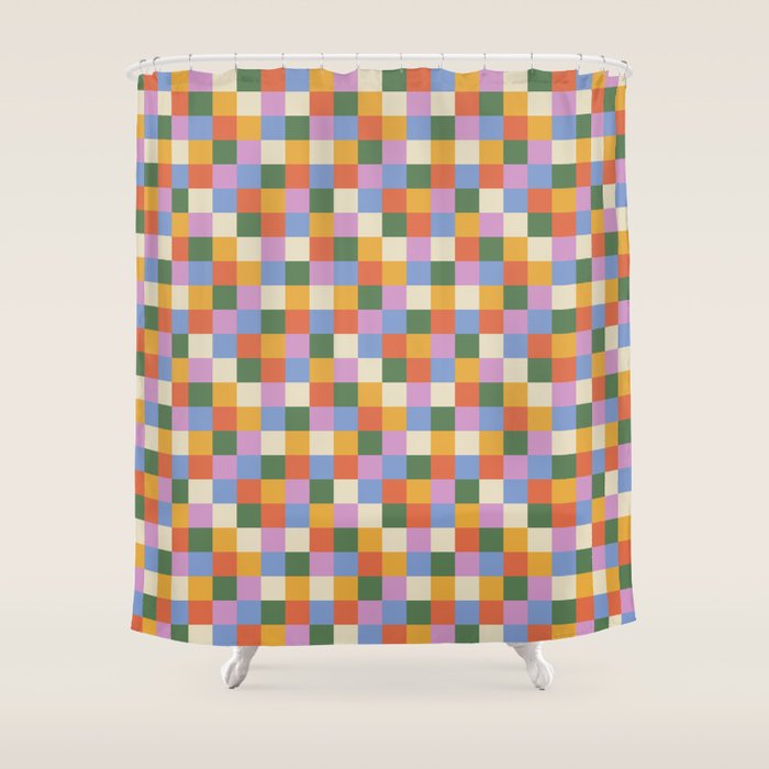 Bold Colorful Checks Pattern - Small XXXVII Shower Curtain Gallery Image 1