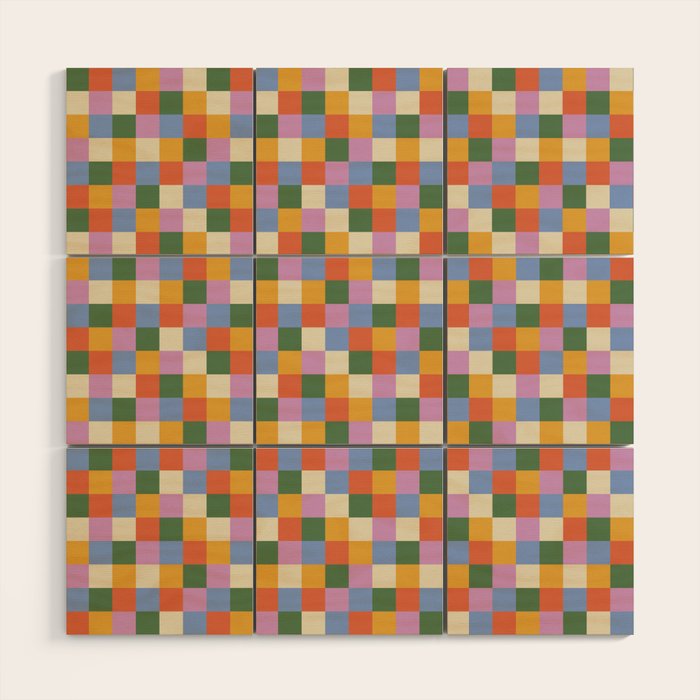 Bold Colorful Checks Pattern - Small XXXVII Wood Wall Art Gallery Image 1