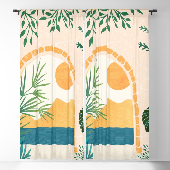 Resort Life Sunset Landscape / Villa Series Window Curtain Gallery Image 5