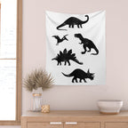 Black + White Dinosaurs Wall Tapestry Gallery Image 2