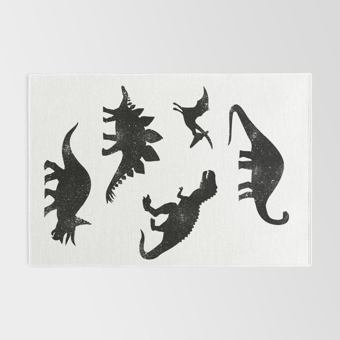 Black + White Dinosaurs Rug Gallery Image 2