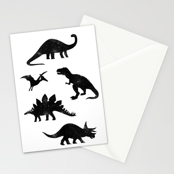 Black + White Dinosaurs Stationery Card Gallery Image 2