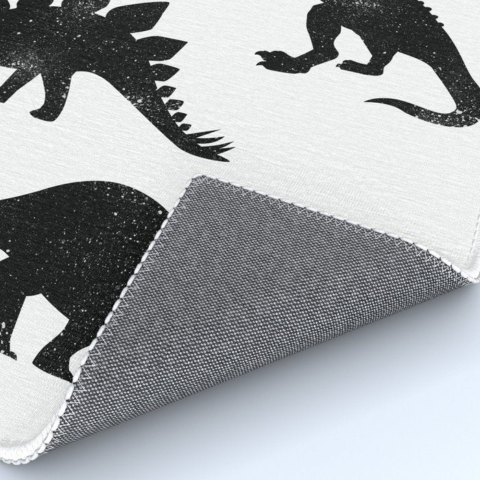 Black + White Dinosaurs Rug Gallery Image 4