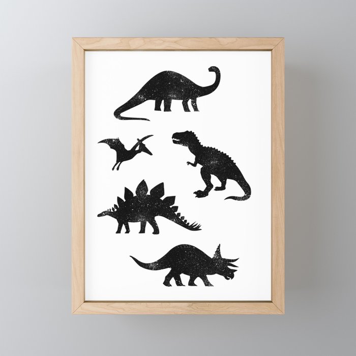 Black + White Dinosaurs Mini Art Print Gallery Image 1