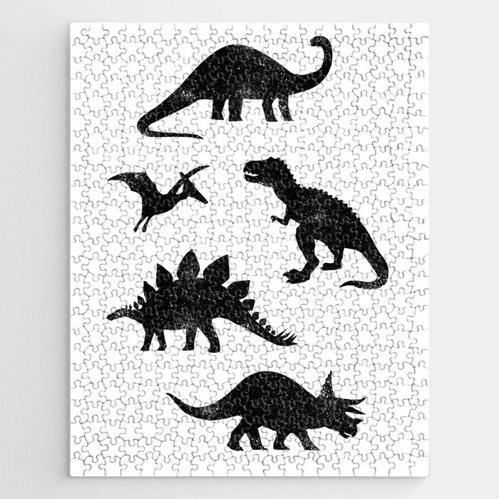 Black + White Dinosaurs Jigsaw Puzzle Gallery Image 1