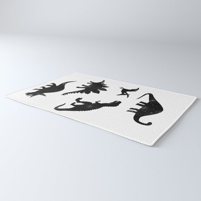 Black + White Dinosaurs Rug Gallery Image 3