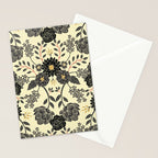 Gray, Black, Cream, Yellow & Red Sophisticated Floral Pattern Stationery Card Gallery Image 2