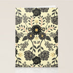 Gray, Black, Cream, Yellow & Red Sophisticated Floral Pattern Stationery Card Gallery Image 2