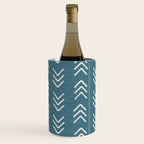 Muted teal and soft white ink brushed arrow heads pattern with textured background Wine Chiller Gallery Image 3