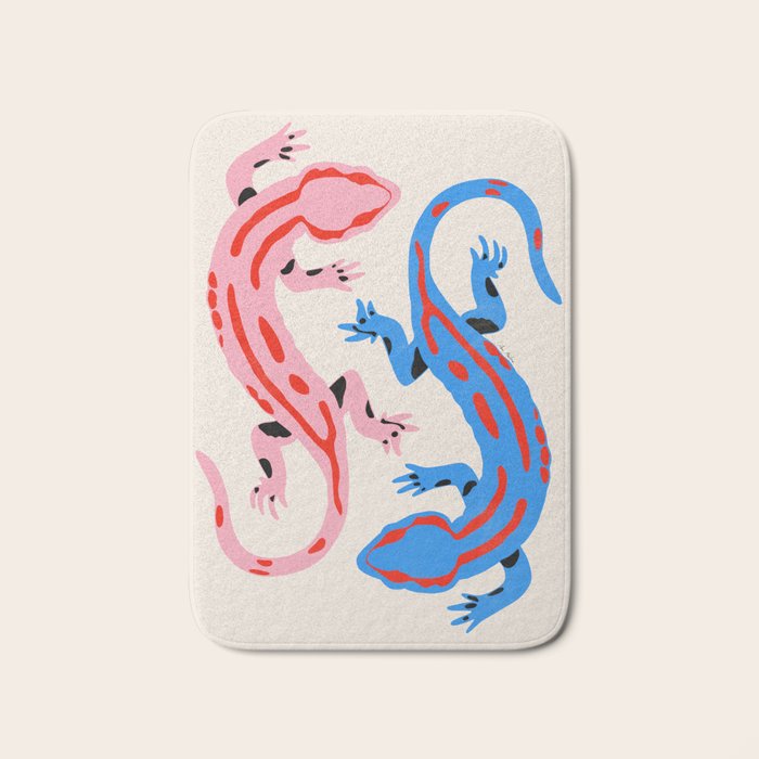 Colorful salamanders Bath Mat Gallery Image 1