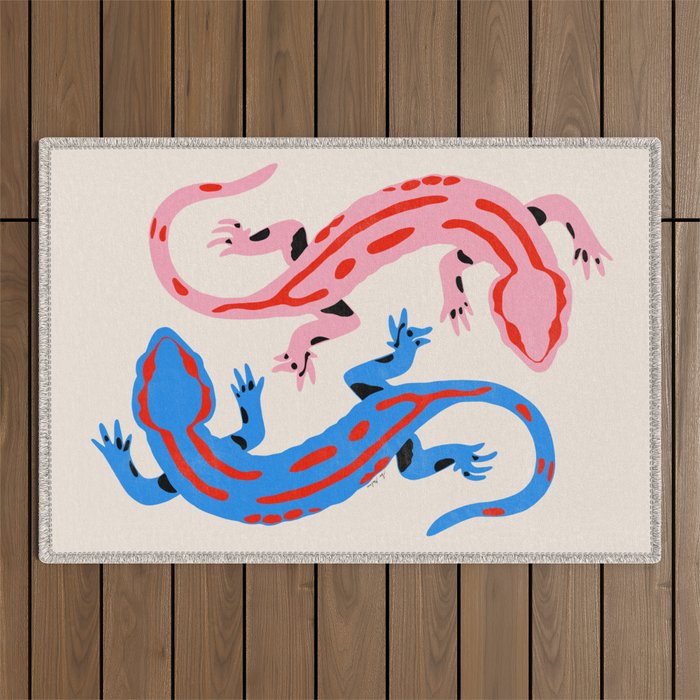 Colorful salamanders Outdoor Rug Gallery Image 1