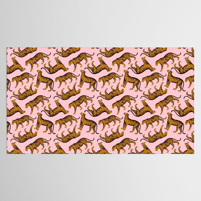 Tigers (Pink and Marigold) Tablecloth Gallery Image 2