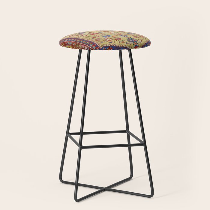 Demerci Kula Antique Turkish Rug Print Stool Gallery Image 1