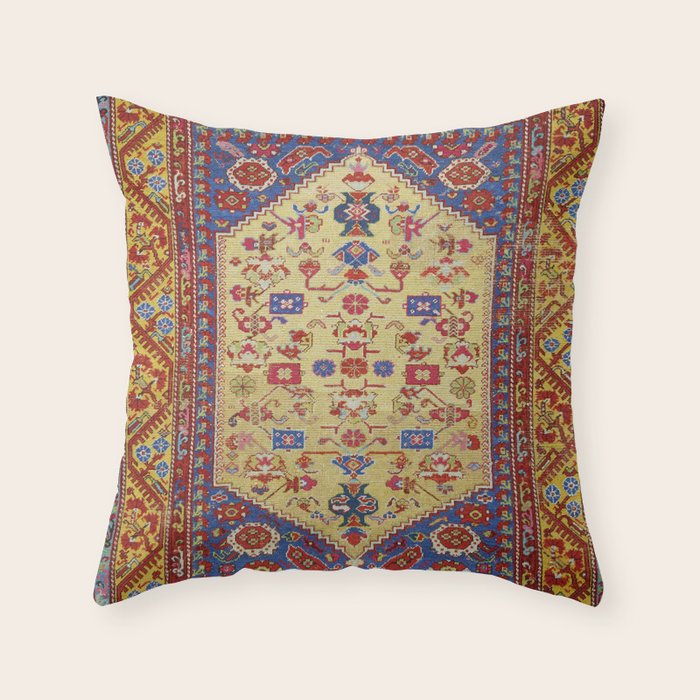 Demerci Kula Antique Turkish Rug Print Throw Pillow Gallery Image 6