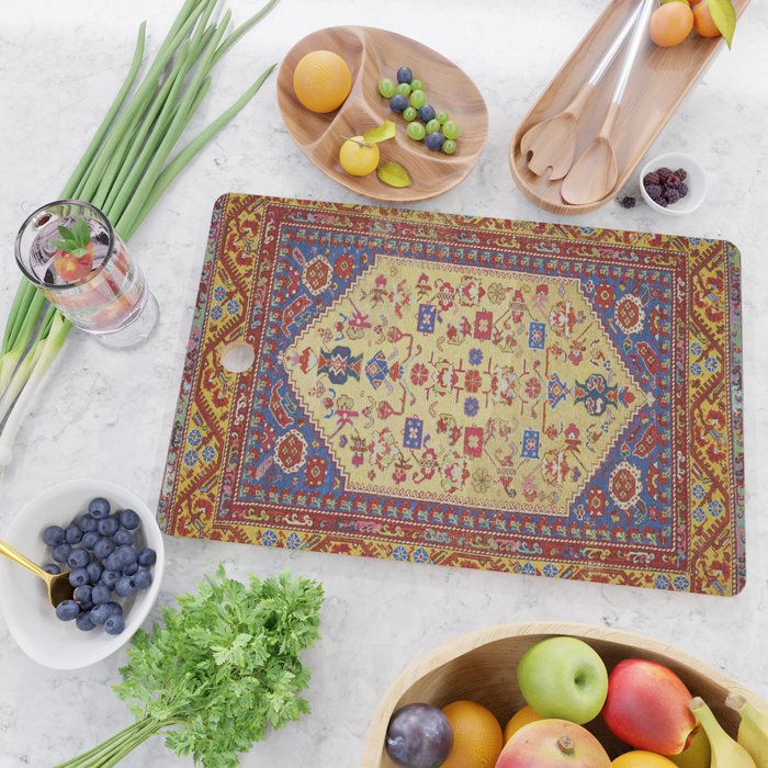 Demerci Kula Antique Turkish Rug Print Cutting Board Gallery Image 2
