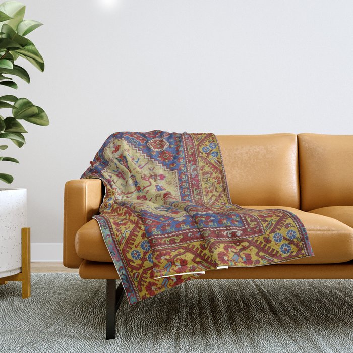 Demerci Kula Antique Turkish Rug Print Throw Blanket Gallery Image 1