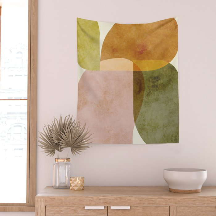 organic shapes boho nature abstract 2 Wall Tapestry Gallery Image 2