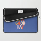 Today is a Good Day in blue red peach pink and mustard yellow Laptop Sleeve Gallery Image 2