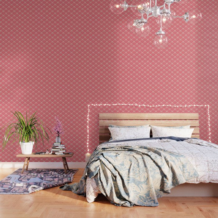 Bows & Ribbons Pattern LII Coral Pink Wallpaper Gallery Image 1