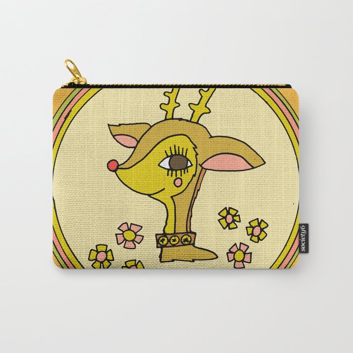 vintage reindeer christmas cheer // retro art by surfy birdy Carry All Pouch Gallery Image 1