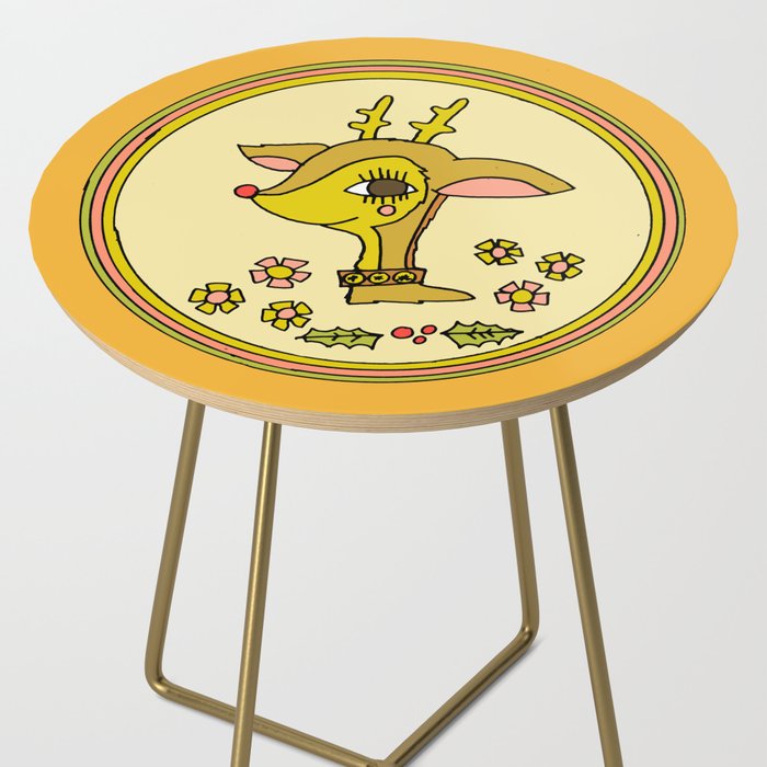 vintage reindeer christmas cheer // retro art by surfy birdy Side Table Gallery Image 2