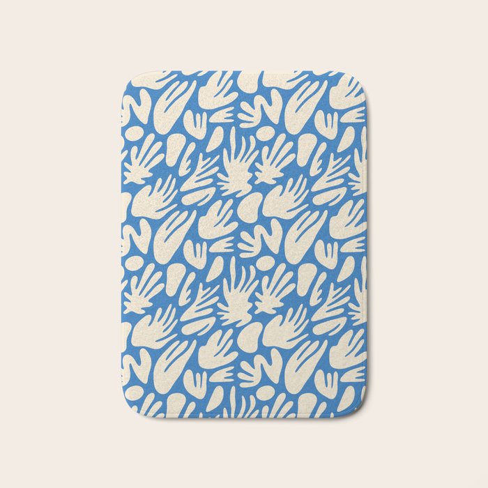 Abstract organic blue shape pattern Bath Mat Gallery Image 1