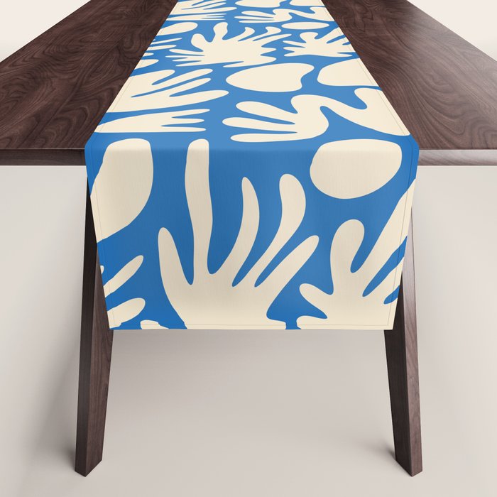 Abstract organic blue shape pattern Table Runner Gallery Image 1