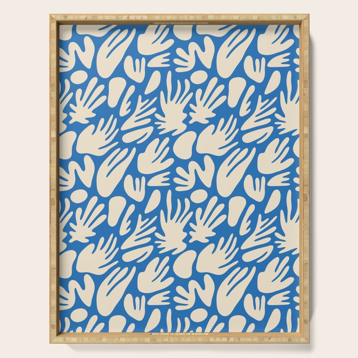Abstract organic blue shape pattern Serving Tray Gallery Image 1