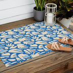 Abstract organic blue shape pattern Outdoor Rug Gallery Image 2