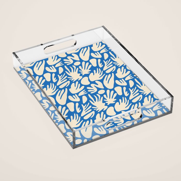 Abstract organic blue shape pattern Acrylic Tray Gallery Image 1