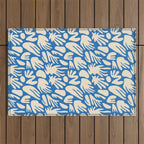 Abstract organic blue shape pattern Outdoor Rug Gallery Image 1