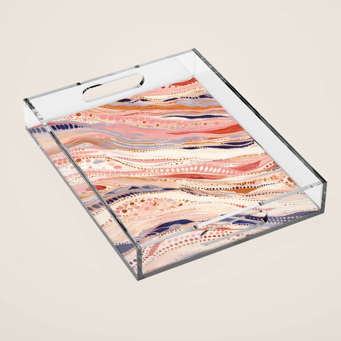 Warm Desert Flow Eclectic Abstract Pattern with Earthy Tones Acrylic Tray Gallery Image 1