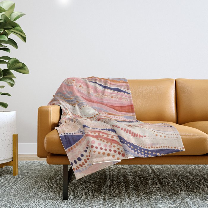 Warm Desert Flow Eclectic Abstract Pattern with Earthy Tones Throw Blanket Gallery Image 1