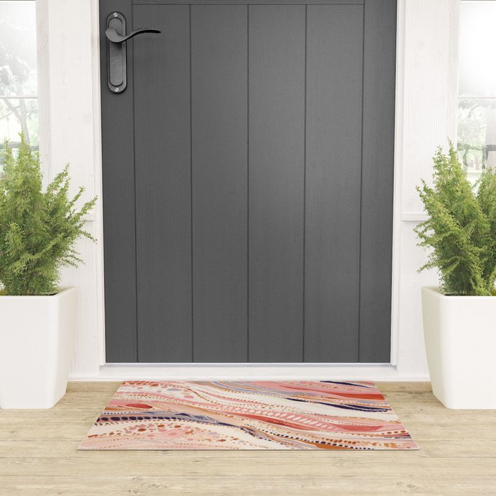 Warm Desert Flow Eclectic Abstract Pattern with Earthy Tones Welcome Mat Gallery Image 3