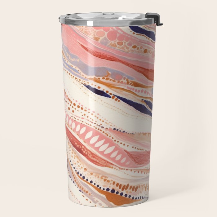 Warm Desert Flow Eclectic Abstract Pattern with Earthy Tones Travel Mug Gallery Image 2
