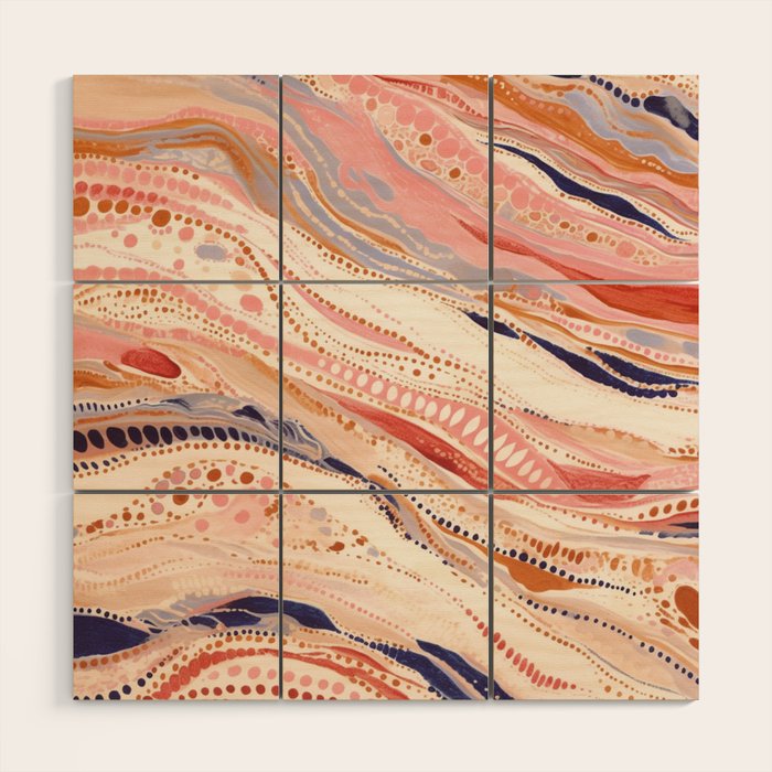 Warm Desert Flow Eclectic Abstract Pattern with Earthy Tones Wood Wall Art Gallery Image 1