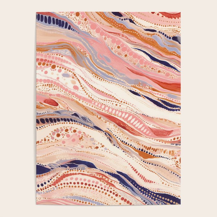 Warm Desert Flow Eclectic Abstract Pattern with Earthy Tones Poster Gallery Image 4