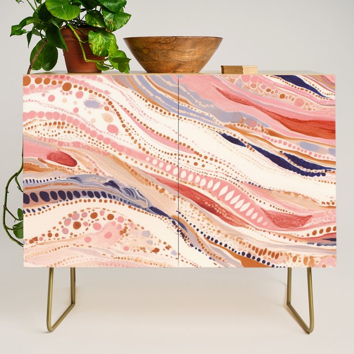 Warm Desert Flow Eclectic Abstract Pattern with Earthy Tones Credenza Gallery Image 1