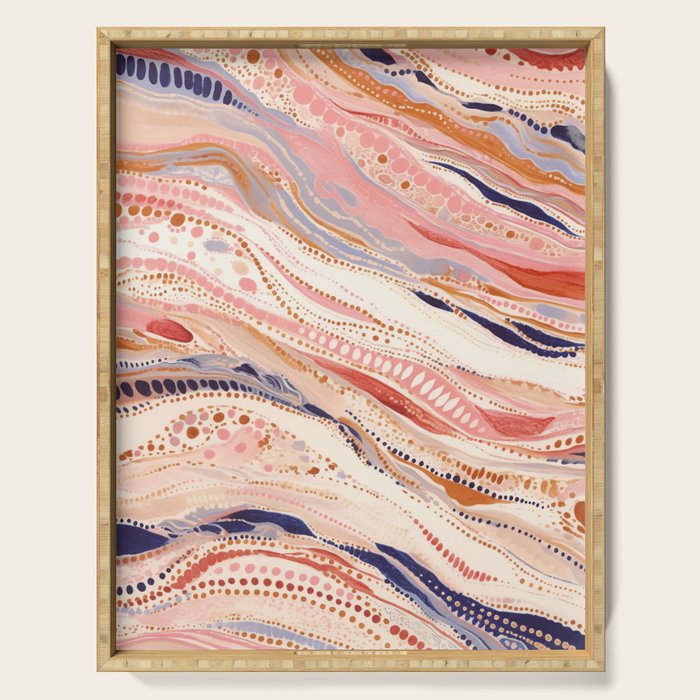 Warm Desert Flow Eclectic Abstract Pattern with Earthy Tones Serving Tray Gallery Image 1