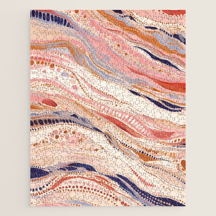 Warm Desert Flow Eclectic Abstract Pattern with Earthy Tones Jigsaw Puzzle Gallery Image 1