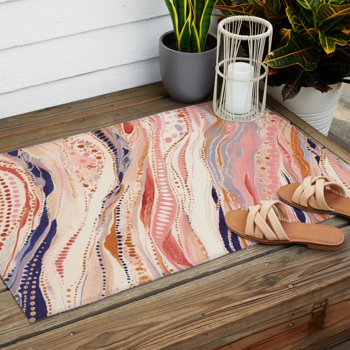 Warm Desert Flow Eclectic Abstract Pattern with Earthy Tones Outdoor Rug Gallery Image 2