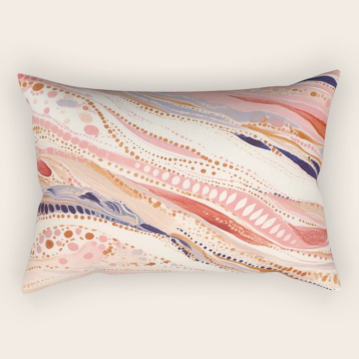 Warm Desert Flow Eclectic Abstract Pattern with Earthy Tones Rectangular Pillow Gallery Image 2