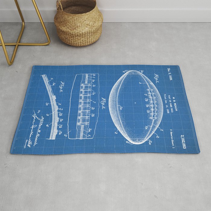 Football Patent - American Football Art - Blueprint Rug Gallery Image 1
